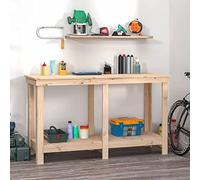 Lumanois Banco de Trabajo de Madera Maciza de Pino 140x50x80 cm,Organización y Almacenamiento de Herramientas,Mesas de Trabajo,18.8kg-822506