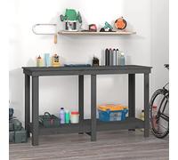 Lumanois Banco de Trabajo de Madera Maciza de Pino Gris 140x50x80 cm,Organización y Almacenamiento de Herramientas,Mesas de Trabajo,18.8kg-822508