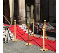 Lumanois Barrera portátil Colas VIP 3 pzas Acero Inoxidable Dorado, Economía e Industria Avisos Señales de Advertencia y protección, Dorado, 13.35kg