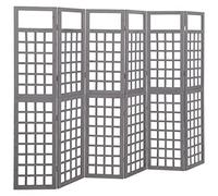 Lumanois Biombo/Enrejado de 6 Paneles Madera de Abeto Gris 242,5x180 cm,Mobiliario,Divisores de ambientes,12.32kg-316489