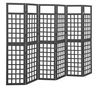 Lumanois Biombo/Enrejado de 6 Paneles Madera de Abeto Negro 242,5x180 cm,Mobiliario,Divisores de ambientes,12.44kg-316485