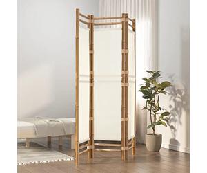 Lumanois Biombo Plegable de 3 Paneles bambú y Lona 120 cm,Mobiliario,Divisores de ambientes,8kg-350623