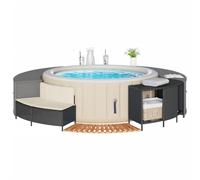 Lumanois Borde bañera hidromasaje Madera Acacia y ratán sintético Negro,Casa y jardín,Accesorios para Piscinas y SPA,18kg-365612