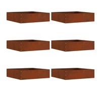 Lumanois Borde de Césped 6 pcs Oxidado 50 x 50 x 13 cm,Vallas de jardín,Ribetes y Bordes para jardín,8.62kg-874729