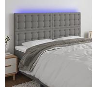 Lumanois Cabecero con Luces LED Tela Gris Oscuro 160x5x118/128 cm,Mobiliario,Cabeceros y pies de Cama,19.3kg-3122865