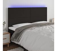 Lumanois Cabecero con Luces LED Tela Negro 200x5x118/128 cm,Mobiliario,Cabeceros y pies de Cama,21.9kg-3122168