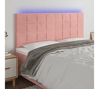 Lumanois Cabecero con Luces LED Terciopelo Rosa 200x5x118/128 cm,Mobiliario,Cabeceros y pies de Cama,22.5kg-3122495