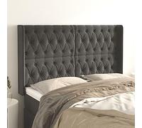 Lumanois Cabecero con Orejas de Terciopelo Gris Oscuro 163x16x118/128 cm,Mobiliario,Cabeceros y pies de Cama,21.45kg-3119971
