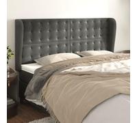 Lumanois Cabecero con Orejas de Terciopelo Gris Oscuro 163x23x118/128 cm,Mobiliario,Cabeceros y pies de Cama,21.45kg-3118445