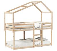 Lumanois Cama litera con Techo de Madera Maciza de Pino 75x190 cm,Mobiliario,Camas y Accesorios,Camas y somieres,40.42kg-3282049