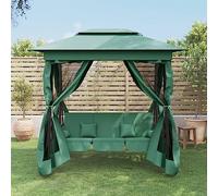 Lumanois Cenador de jardín Banco Columpio Convertible Acero y Tela Verde,Casa y jardín,Balancines de jardín,48.26kg-363327