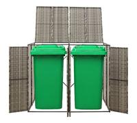 Lumanois Cobertizo para 2 contenedores basura ratán PE gris 140x80x117cm,Casa y jardín,Productos del hogar,Accesorios para contenedores de residuos,Soportes para contenedores de residuos,18.6kg-319865