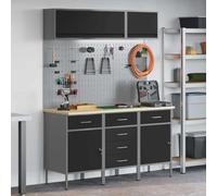 Lumanois Conjunto de armarios de Trabajo con cajón Manual 8 pcs Negro,Organización y Almacenamiento de Herramientas,83.2kg-3321444