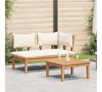 Lumanois Conjunto de Banco y Mesa de jardín 2 pcs Crema y marrón,Mobiliario,Muebles de jardín,24.42kg-42006397