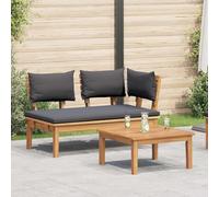 Lumanois Conjunto de Banco y Mesa de jardín 2 pcs Gris y marrón,Mobiliario,Muebles de jardín,24.32kg-42006399