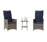 Lumanois Conjunto de bistró de 3 Piezas con Cojines de ratán sintético Gris,Mobiliario,Muebles de jardín,20.6kg-365656