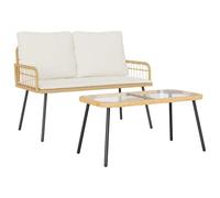 Lumanois Conjunto de Comedor de Jardín 2 pcs Natural ratán sintético,Conjuntos de jardín,20.8kg-3328647