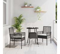Lumanois Conjunto de Comedor de Jardín 3 pcs Negro ratán sintético,Mobiliario,Muebles de jardín,19.18kg-3334941
