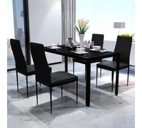 Lumanois Conjunto de Mesa y sillas de Comedor 5 Piezas Negro,Mobiliario,Conjuntos de Muebles para cocinas y comedores,34.15kg-242986