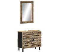 Lumanois Conjunto de Muebles de baño 2 Piezas Madera Maciza de Mango,Mobiliario,Muebles de baño,20.75kg-3310129