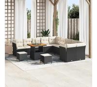 Lumanois Conjunto de sofá de jardín 13 pcs Negro y Crema ratán sintético,Mobiliario,Muebles de jardín,Asientos de Exterior,Sofás de Exterior,106.8kg-3363490