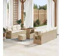 Lumanois Conjunto de sofá de jardín con cojín 10 pcs Beige y Crema,Mobiliario,Muebles de jardín,Asientos de Exterior,Sofás de Exterior,84.2kg-3363661
