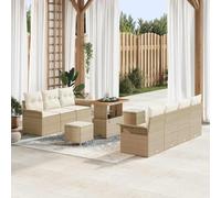 Lumanois Conjunto de sofá de jardín con cojín 10 pcs Beige y Crema,Mobiliario,Muebles de jardín,Asientos de Exterior,Sofás de Exterior,80.6kg-3364051