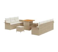 Lumanois Conjunto de sofá de jardín con cojín 10 pcs Beige y Crema,Mobiliario,Muebles de jardín,Asientos de Exterior,Sofás de Exterior,82.8kg-3364046