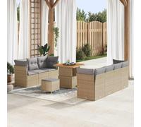 Lumanois Conjunto de sofá de jardín con cojín 10 pcs Beige y Gris Claro,Mobiliario,Muebles de jardín,Asientos de Exterior,Sofás de Exterior,86kg-3363397