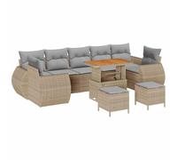 Lumanois Conjunto de sofá de jardín con cojín 10 pcs Beige y Gris Claro,Muebles de jardín,Asientos de Exterior,Sofás de Exterior,84kg-3363812