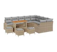 Lumanois Conjunto de sofá de jardín con cojín 13 pcs Beige y Gris Claro,Muebles de jardín,Sofás de Exterior,104.6kg-3364392