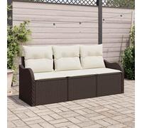 Lumanois Conjunto de sofá de jardín con cojín 3 pcs Marrón Poliratán,Mobiliario,Muebles de jardín,24.2kg-3345558