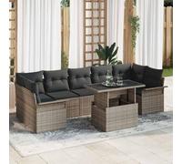 Lumanois Conjunto de sofá de jardín con cojín 8 pcs Gris Poliratán,Mobiliario,Muebles de jardín,77.8kg-3356972
