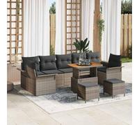 Lumanois Conjunto de sofá de jardín con cojín con Almohada 10 pcs Gris,Asientos de Exterior,Sofás de Exterior,80kg-3364073