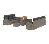 Lumanois Conjunto de sofá de jardín con cojín con Almohada 10 pcs Gris,Asientos de Exterior,Sofás de Exterior,80kg-3364313