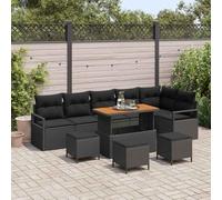 Lumanois Conjunto de sofá de jardín con cojín con Almohada 10 pcs Negro,Asientos de Exterior,Sofás de Exterior,76.8kg-3364499