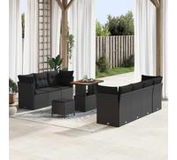 Lumanois Conjunto de sofá de jardín con cojín Manual 10 pcs Negro,Mobiliario,Muebles de jardín,Asientos de Exterior,Sofás de Exterior,82.4kg-3363399