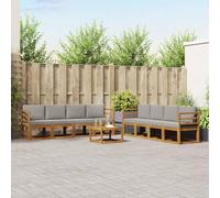 Lumanois Conjunto de sofás de Exterior 9 pcs Gris Natural y Claro,Mobiliario,Conjuntos de Muebles,103.24kg-3366169