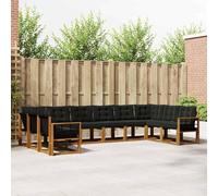 Lumanois Conjunto de sofás de Exterior con cojín 10 pcs Natural y Negro,Mobiliario,Conjuntos de Muebles,86.98kg-3369103