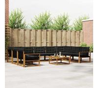 Lumanois Conjunto de sofás de Exterior con cojín 10 pcs Natural y Negro,Mobiliario,Conjuntos de Muebles,116.94kg-3369871
