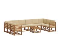 Lumanois Conjunto de sofás de Exterior con cojín 11 pcs Natural y Beige,Conjuntos de Muebles,124.24kg-3367076