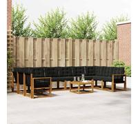 Lumanois Conjunto de sofás de Exterior con cojín 11 pcs Natural y Negro,Mobiliario,Conjuntos de Muebles,94.66kg-3369127