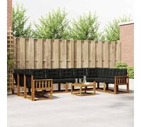 Lumanois Conjunto de sofás de Exterior con cojín 11 pcs Natural y Negro,Mobiliario,Conjuntos de Muebles,94kg-3369119