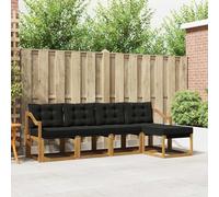 Lumanois Conjunto de sofás de Exterior con cojín 5 pcs Natural y Negro,Mobiliario,Conjuntos de Muebles,39.94kg-3368579