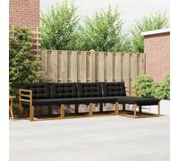 Lumanois Conjunto de sofás de Exterior con cojín 5 pcs Natural y Negro,Mobiliario,Conjuntos de Muebles,54.94kg-3369351