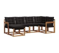 Lumanois Conjunto de sofás de Exterior con cojín 6 pcs Natural y Negro,Conjuntos de Muebles,48.62kg-3368827