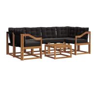 Lumanois Conjunto de sofás de Exterior con cojín 7 pcs Natural y Negro,Conjuntos de Muebles,60.94kg-3368459
