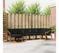 Lumanois Conjunto de sofás de Exterior con cojín 7 pcs Natural y Negro,Mobiliario,Conjuntos de Muebles,56.94kg-3368891