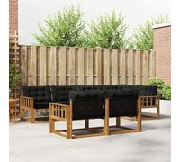 Lumanois Conjunto de sofás de Exterior con cojín 7 pcs Natural y Negro,Mobiliario,Conjuntos de Muebles,86kg-3369551