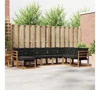 Lumanois Conjunto de sofás de Exterior con cojín 8 pcs Natural y Negro,Mobiliario,Conjuntos de Muebles,63.94kg-3368943